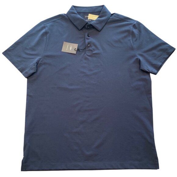 NWT J.Crew Men's Sz M Performance Piqué Polo Shirt Evening Sky Navy Blue - Picture 2 of 9